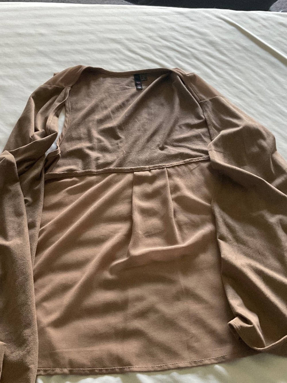 Chic Open-Front Cardigan – Warm Camel/Taupe